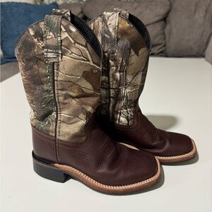 Old West Kids Camouflage and Dark Brown Boots